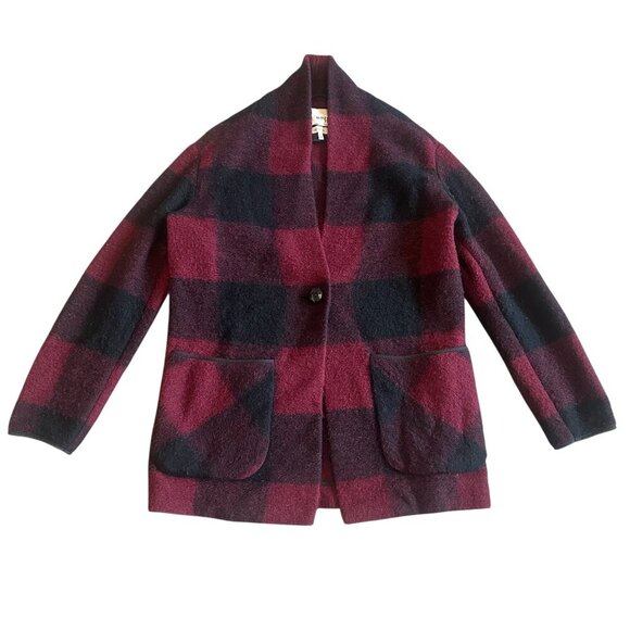 Wilfred Free Buffalo Plaid Button-Down Sweater Jacket Wool Blend Size XXS Womens - Picture 1 of 11